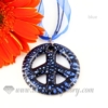 peace sign foil lampwork murano glass necklaces pendants jewelry blue
