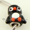penguin murano glass beads for fit charms bracelets black