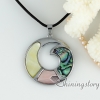 penguin rainbow abalone shell circle necklaces with pendants mother of pearl jewelry design F