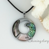 penguin rainbow abalone shell circle necklaces with pendants mother of pearl jewelry design G
