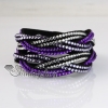 rainbow color double layer crystal rhinestone slake bracelets wristbands genuine leather wrap woven bracelets design B