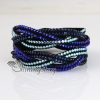rainbow color double layer crystal rhinestone slake bracelets wristbands genuine leather wrap woven bracelets design E
