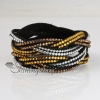 rainbow color double layer crystal rhinestone slake bracelets wristbands genuine leather wrap woven bracelets design G
