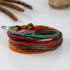 rainbow cotton cord genuine leather wrap bracelets design B