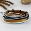 rainbow cotton cord genuine leather wrap bracelets design C