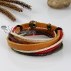 rainbow cotton cord genuine leather wrap bracelets design E