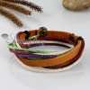 rainbow cotton cord genuine leather wrap bracelets design H