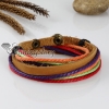 rainbow cotton cord genuine leather wrap bracelets design A