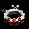 rhinestone beads and pearl macrame bracelets white cord design B