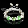 rhinestone beads and pearl macrame bracelets white cord design C