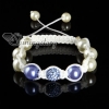 rhinestone beads and pearl macrame bracelets white cord design D