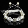 rhinestone beads and pearl macrame bracelets white cord design E