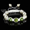 rhinestone beads and pearl macrame bracelets white cord design F