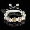 rhinestone beads and pearl macrame bracelets white cord design A