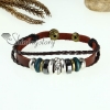 rhinestone charm genuine leather wrap bracelets design B