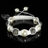 rhinestone disco ball pave beads macrame bracelets white cord design C