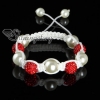 rhinestone disco ball pave beads macrame bracelets white cord design D