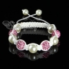 rhinestone disco ball pave beads macrame bracelets white cord design E