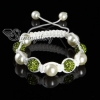 rhinestone disco ball pave beads macrame bracelets white cord design G