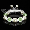 rhinestone disco ball pave beads macrame bracelets white cord design H