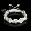 rhinestone disco ball pave beads macrame bracelets white cord design A