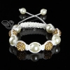 rhinestone disco ball pave beads macrame bracelets white cord design B