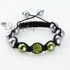 rhinestone glitter ball pave beads and pearl macrame bracelets design B