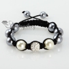 rhinestone glitter ball pave beads and pearl macrame bracelets design E