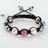 rhinestone glitter ball pave beads and pearl macrame bracelets design G