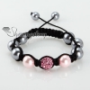 rhinestone glitter ball pave beads and pearl macrame bracelets design H