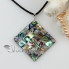 rhombus patchwork seawater rainbow abalone shell mother of pearl necklaces pendants design C