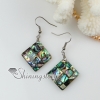 rhombus patchwork seawater rainbow abalone white black oyster shell mother of pearl dangle earrings design B
