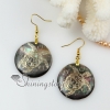 round butterfly seaturtle seawater black oyster shell mother of pearl goldleaf dangle earrings design A
