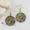 round filigree rainbow abalone shell dangle earrings design A