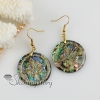 round filigree rainbow abalone shell dangle earrings design B