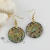 round flower filigree rainbow abalone shell dangle earrings design A