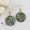 round flower filigree rainbow abalone shell dangle earrings design B