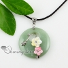 round flower jade rose quartz turquoise semi precious stone necklaces pendants design A