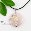 round flower jade rose quartz turquoise semi precious stone necklaces pendants design B