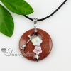 round flower jade rose quartz turquoise semi precious stone necklaces pendants design C