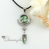 round knife rainbow abalone yellow oyster sea shell mother of pearl rhinestone pendants for necklaces design A