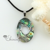 round oval rainbow abalone sea shell freshwater pearl rhinestone pendants for necklaces design B