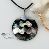 round patchwork sea water rainbow abalone black oyster shell mother of pearl necklaces pendants design B