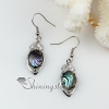 round patchwork seawater rainbow abalone black white oyster shell mother of pearl dangle earrings design D