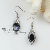 round patchwork seawater rainbow abalone black white oyster shell mother of pearl dangle earrings design A