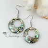 round patchwork seawater rainbow abalone shell mother of pearl dangle earrings design A
