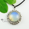 round rhinestone agate amethyst tiger's eye glass opal natural semi precious stone necklaces pendants design B