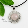 round rose quartz glass opal amethyst semi precious stone necklaces pendants design A