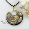 round sea water black oyster shell mother of pearl necklaces pendants with leather necklaces jewelry design B