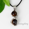 round semi precious stone jade tiger's-eye rose quartz and rhinestone necklaces pendants design B